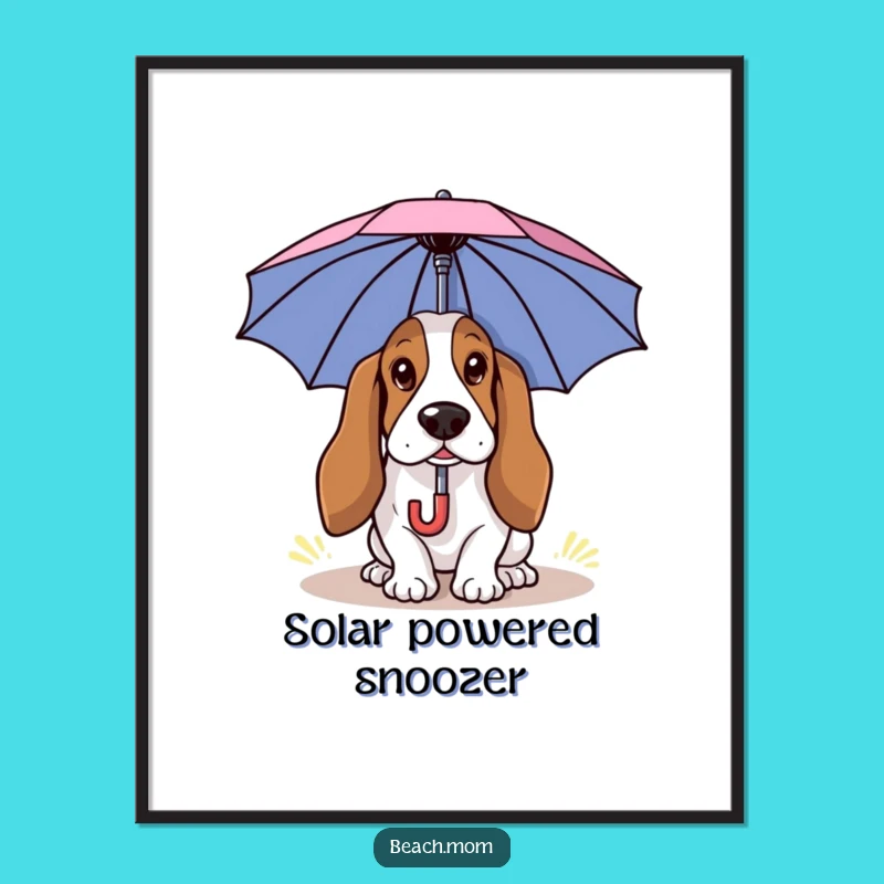 Funny Basset Hound Sun Art Print: Instant Dog Download for Decor