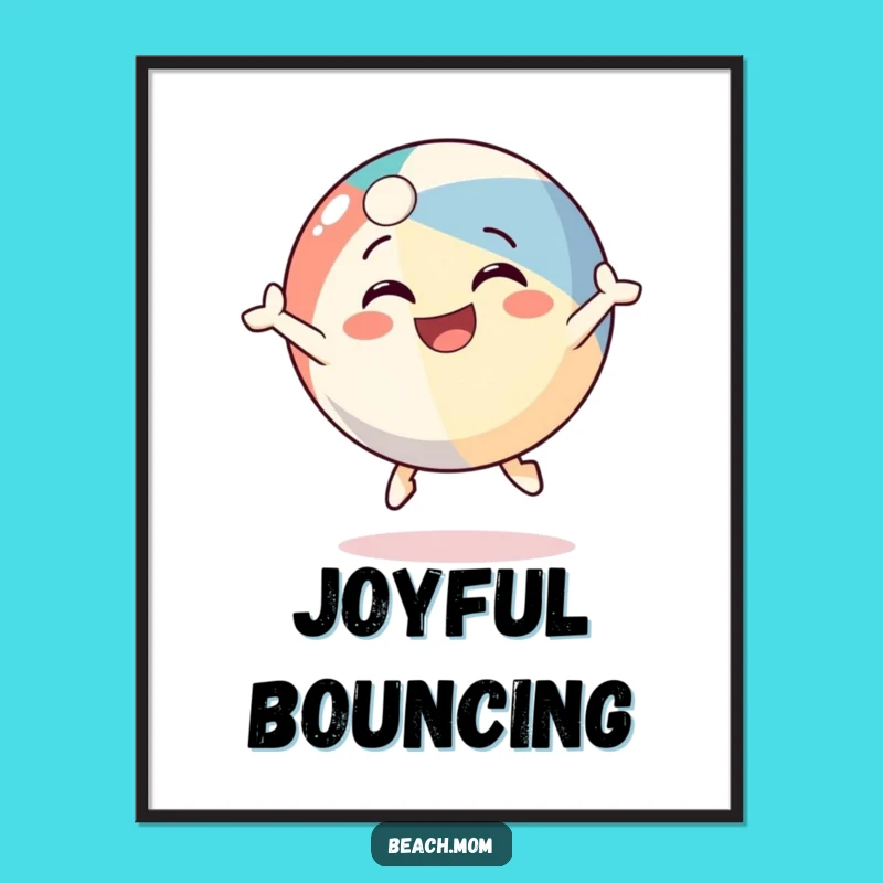 Funny Beach Ball Digital Art: Joyful Bouncing Character Print, Instant Gift