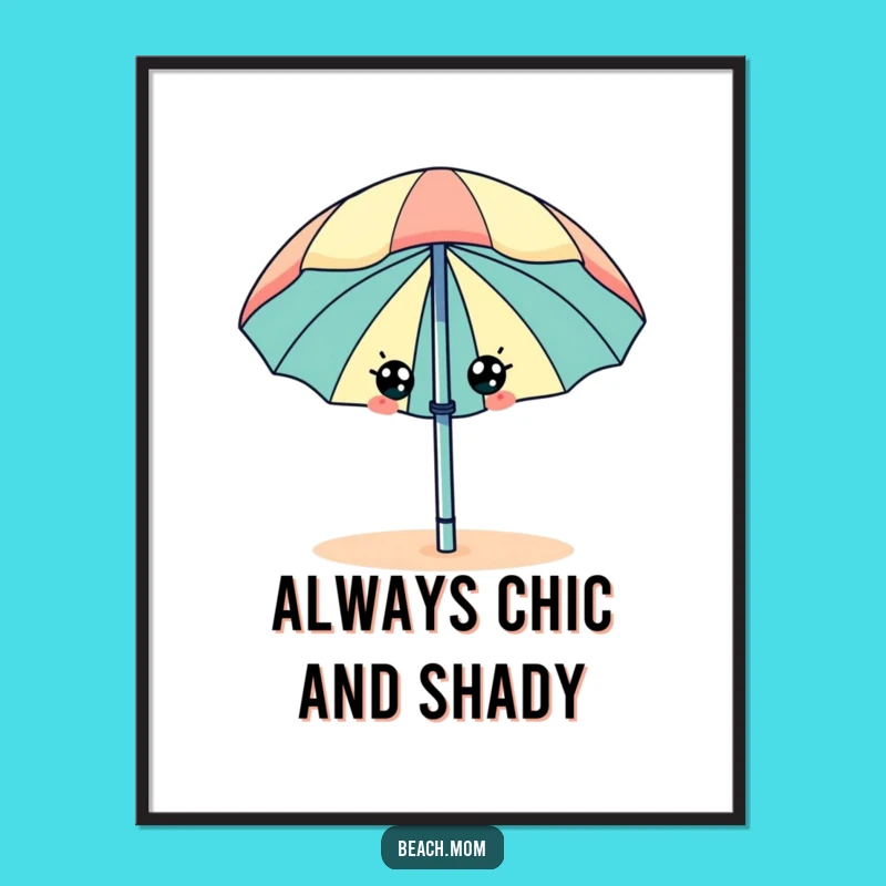 Funny Beach Umbrella Wiggle Digital Art - Eyes Printable Summer Gift