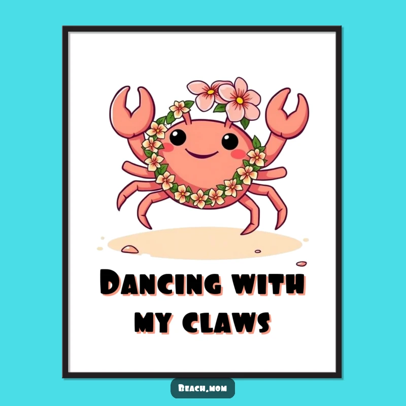 Funny Crab Lei Dance Digital Print: Instant Tropical Party Decor