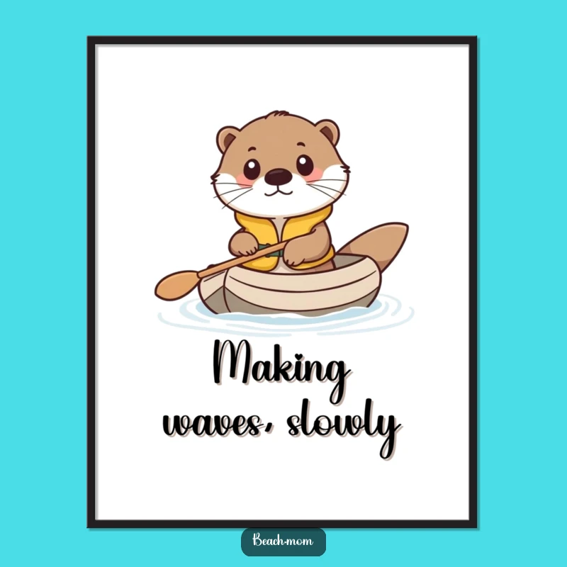 Funny Otter Life Vest Digital Art - Cute Animal Raft Print for Walls!