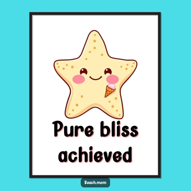 Funny Starfish Ice Cream Digital Art: Hilarious Sweet Decor, Instant Funny Gift