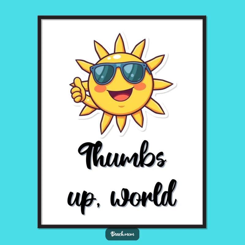 Funny Sun Shades Digital Art: Instant Positive Decor, Gift