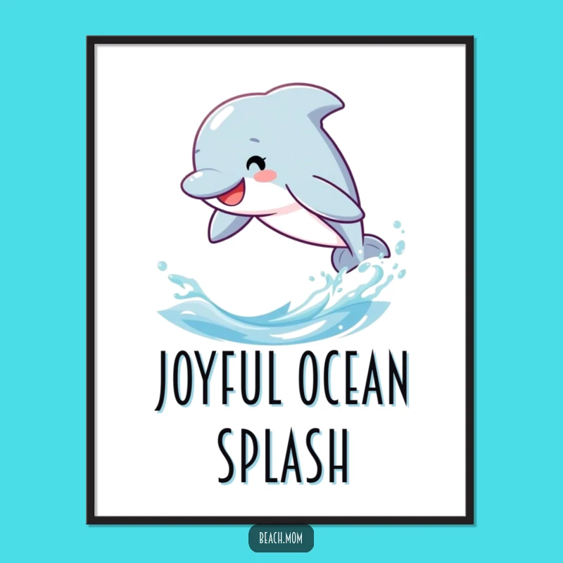Funny Dolphin Digital Art - Playful Cartoon Download for Coastal Decor