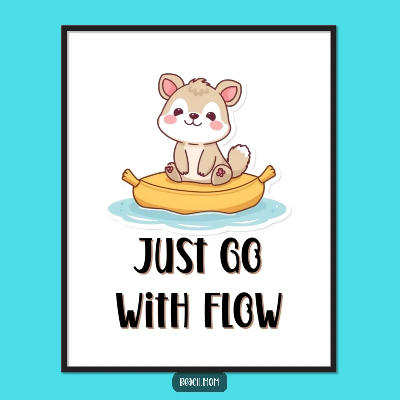 Funny Bobbing Animal Raft Digital Art - Printable Funny Gift for Decor