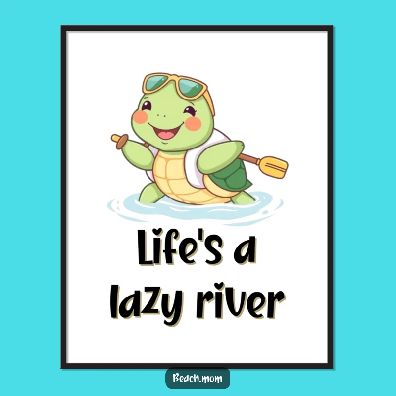 Funny Turtle Floatie Digital Art: Printable Joy for Enthusiastic Decor