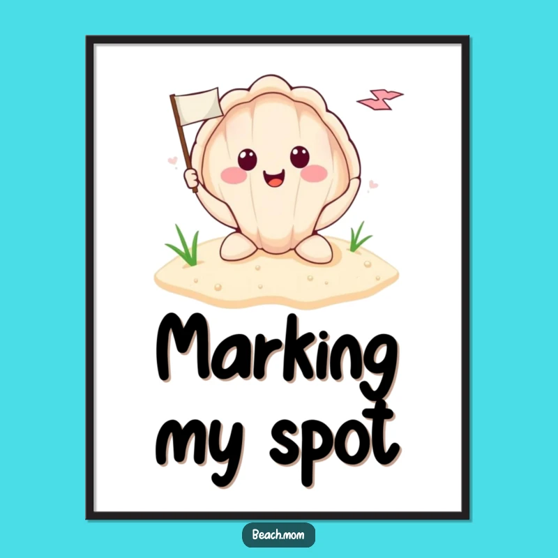 Funny Seashell Flag Digital Art: Instant Download Whimsical Beach Wall Decor