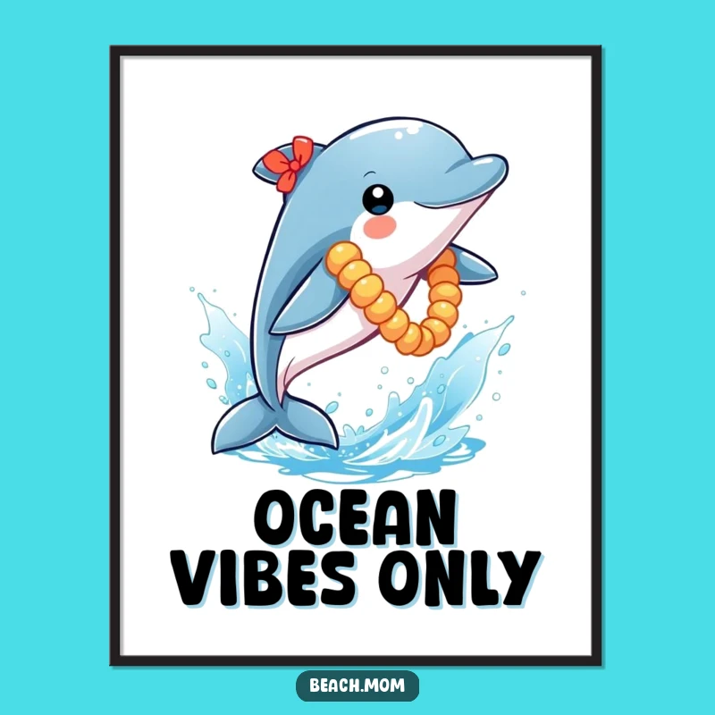 Funny Dolphin Lei Digital Art: Printable Ocean Humor for Instant Joy