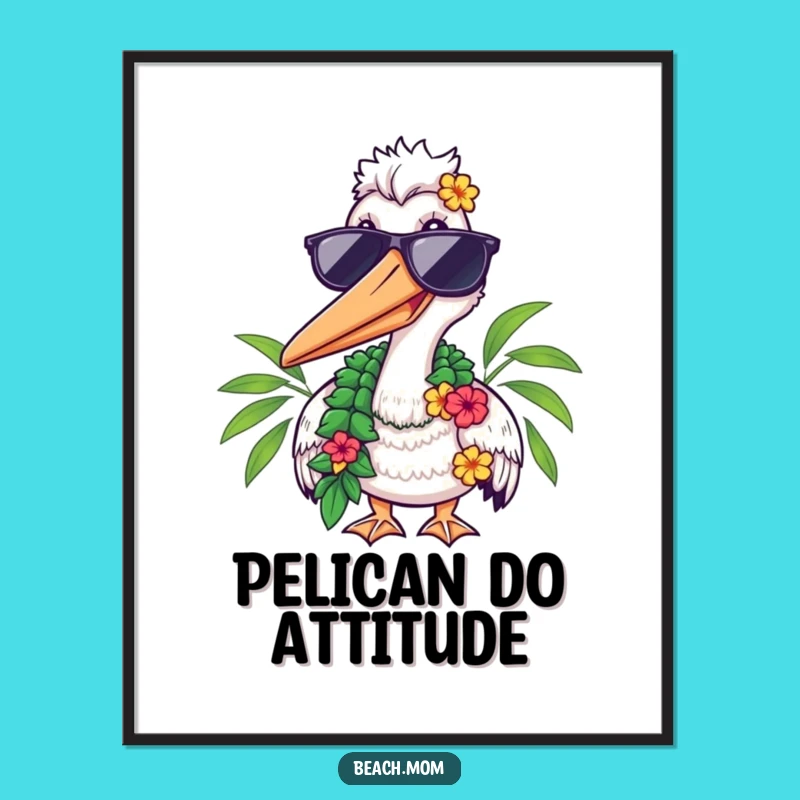Funny Pelican Shades Lei Digital Art - Hilarious Tropical Print!