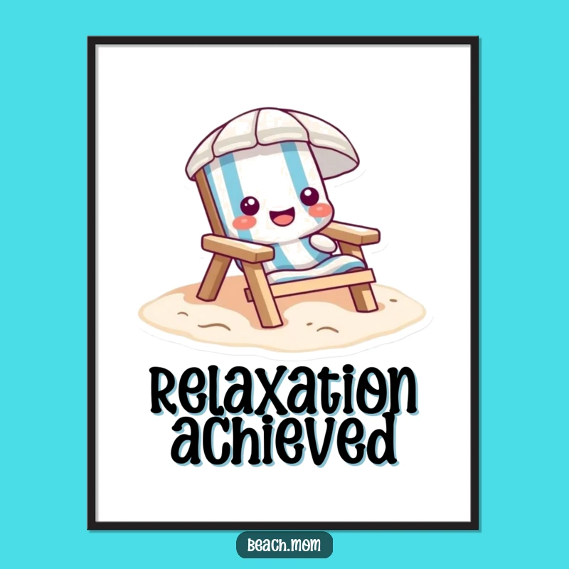 Funny Beach Chair Digital Art - Relaxed Cartoon Download for Coastal Decor