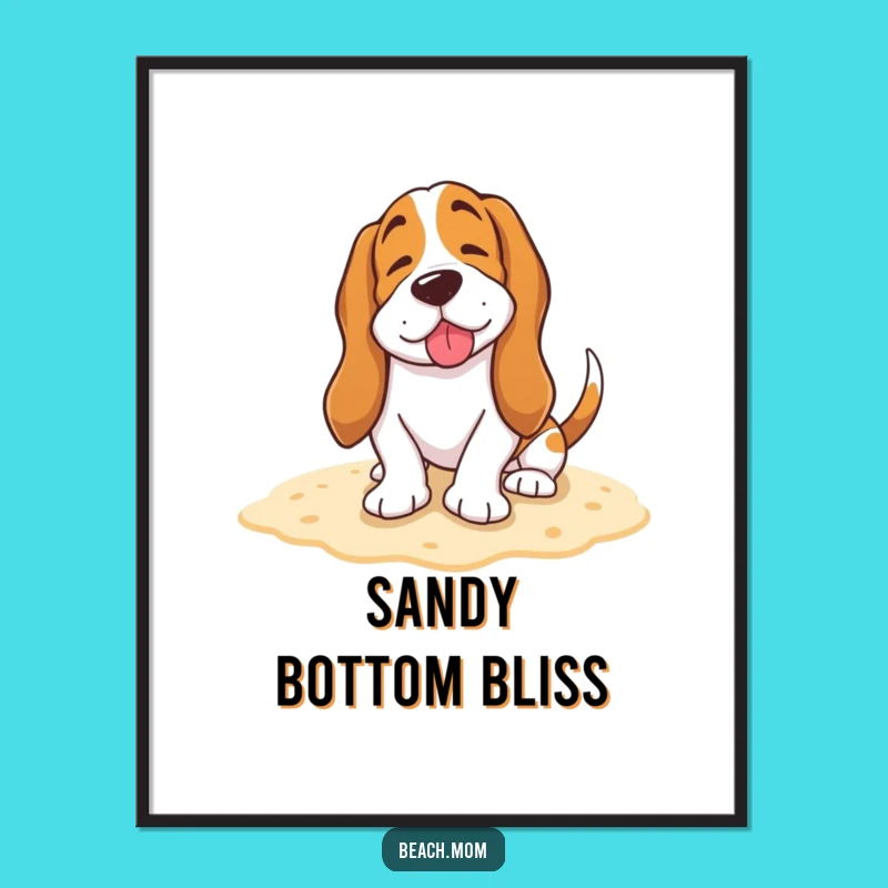 Funny Basset Hound Happy Sigh Digital Art - Relaxing Dog Print