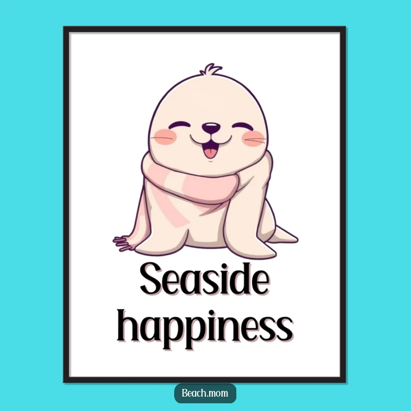 Funny Winking Seal Digital Art: Hilarious Beach Decor for Your Space
