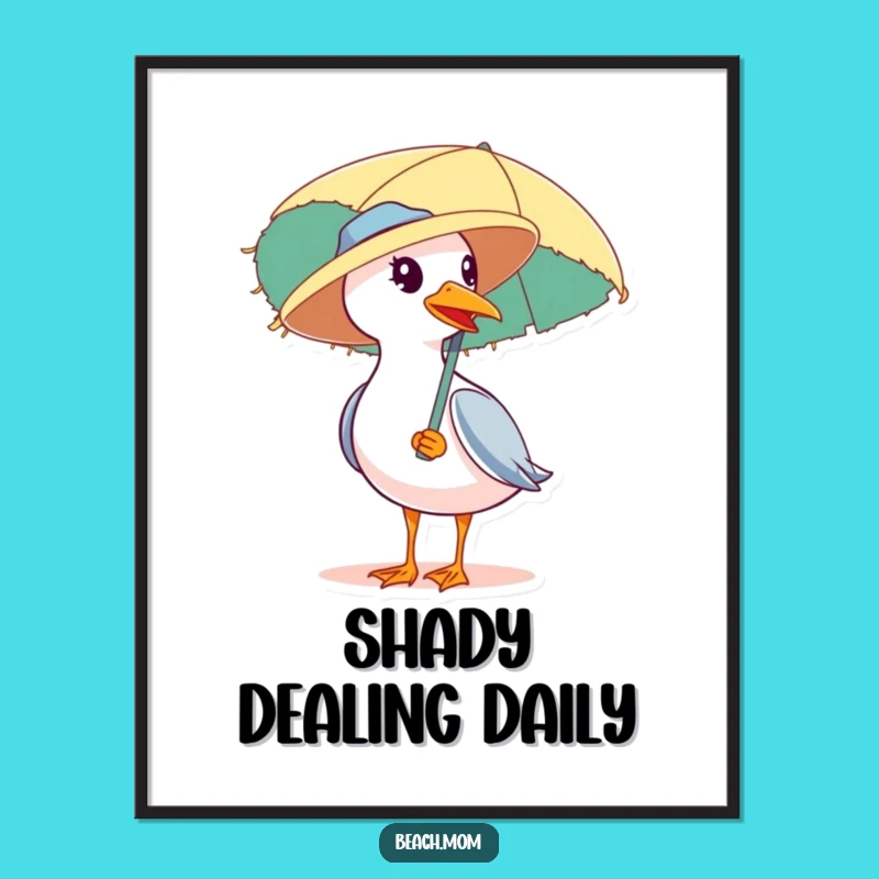 Funny Seagull Beach Hat Digital Print: Instant Coastal Humor Decor