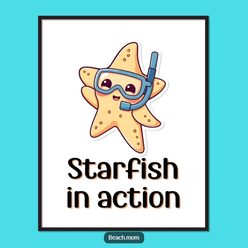 Funny Starfish Snorkel Digital Art: Instant Underwater Wall Decor