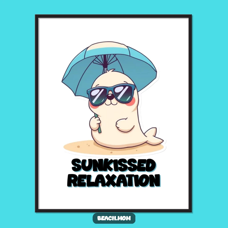 Funny Kawaii Seal Sunglasses Digital Art - Cool Beach Printable