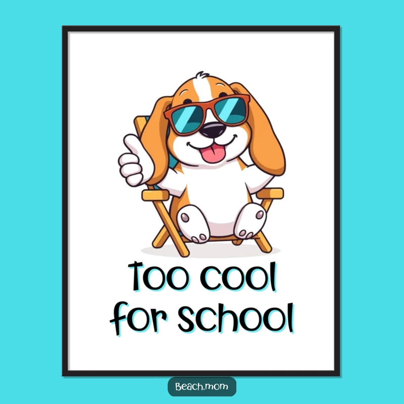 Funny Basset Hound Cool Beach Digital Art - Thumbs Up Dog Print