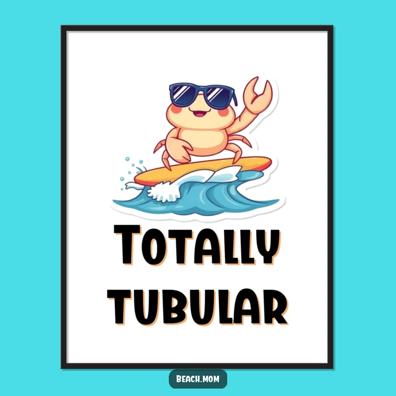 Funny Surfing Crab Digital Print: Instant Cool Sunglasses Art Download