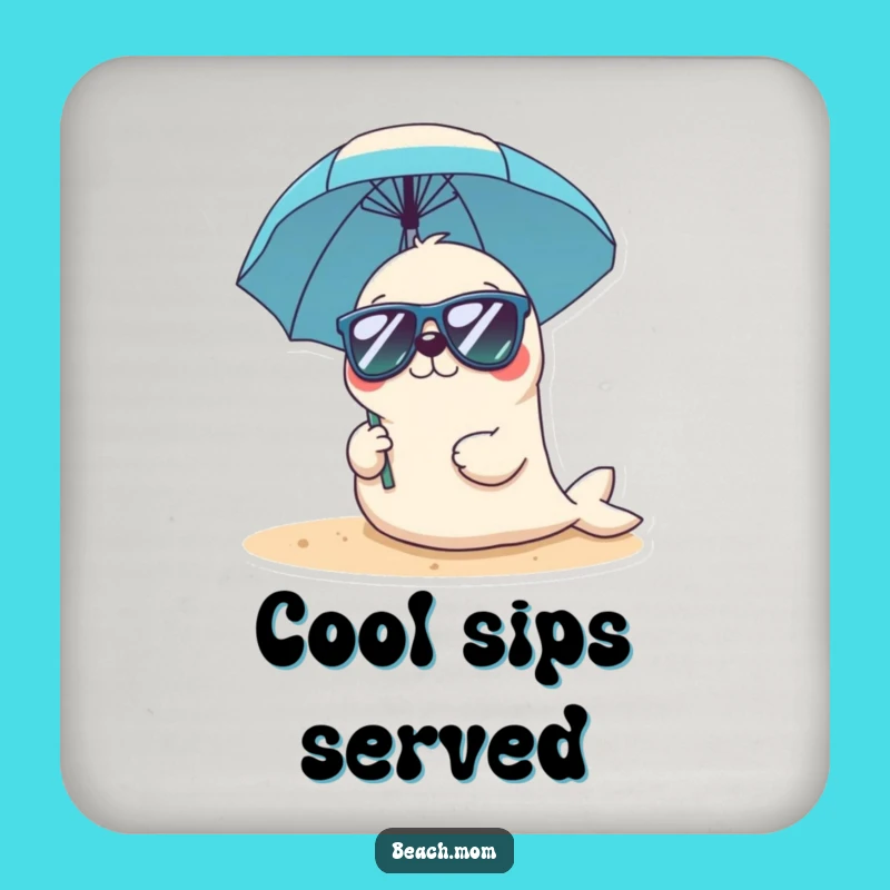 Funny Kawaii Seal Sunglasses Coaster - Cool Beach Protection