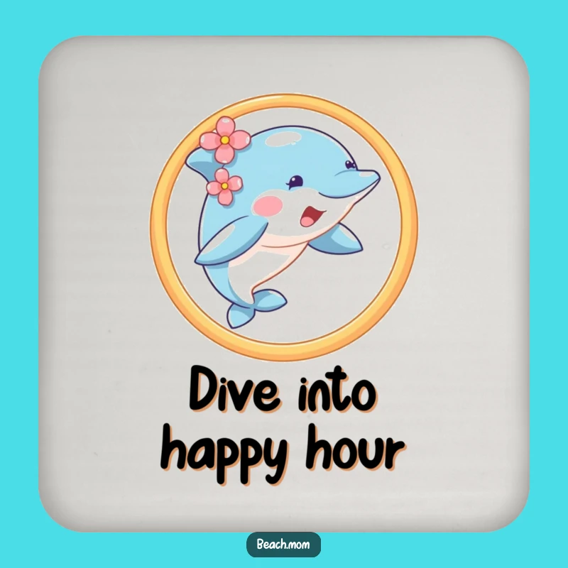 Funny Dolphin Hoop Jump Coasters (Set of 2) - Flower Ear Drink Gift