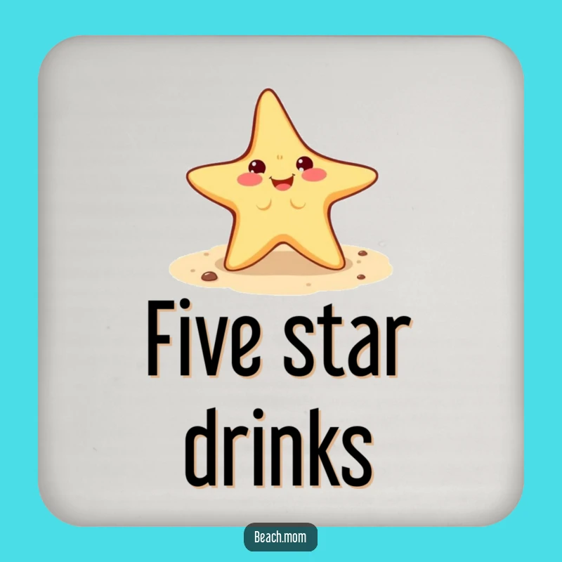 Funny Starfish Cartwheel Drink Coaster: Energetic Beach Character Funny Gift