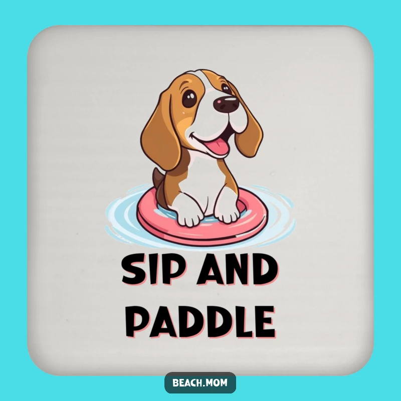 Funny Basset Hound Floaties Coaster - Protect Surfaces with Paddling Pup Gift