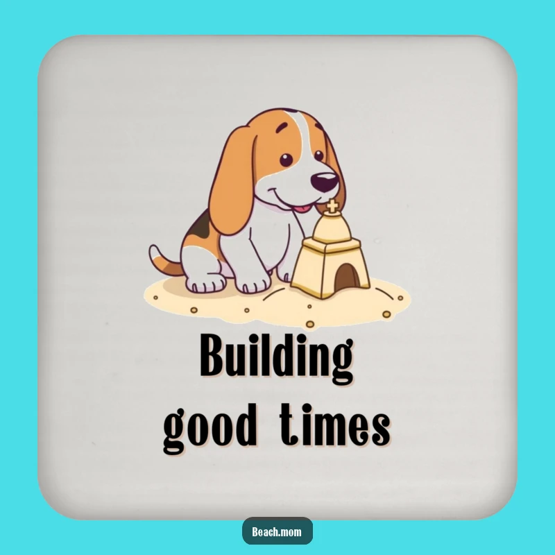 Funny Basset Hound Sandcastle Coaster - Beach Project Drink Decor Gift