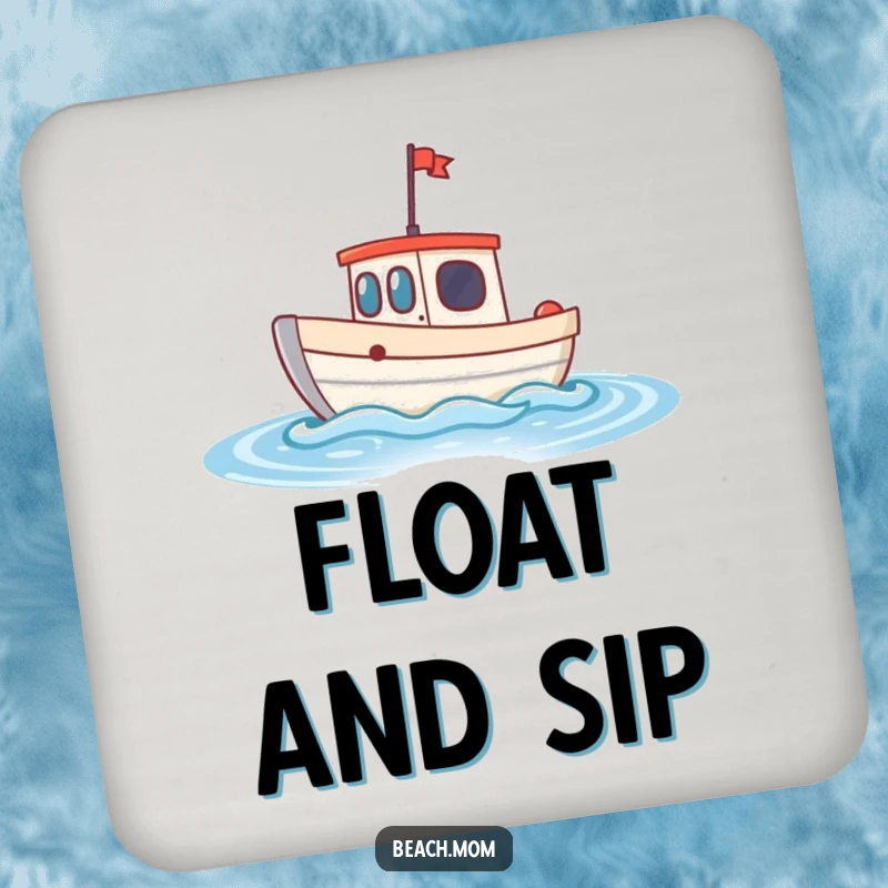 Funny little boat drink coasters featuring a cheerful boat bobbing on sparkling waves, protecting furniture with nautical charm.