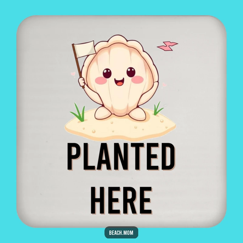 Funny Seashell Flag Drink Coaster: Protect Surfaces with Coastal Charm