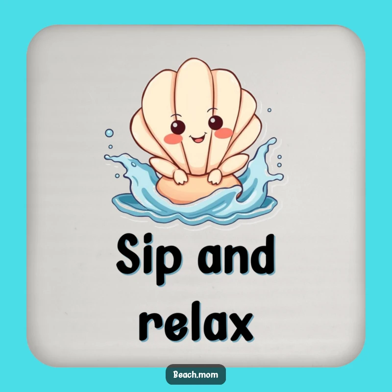 Funny Seashell Splashing Drink Coaster: Playful Ocean Character Funny Gift