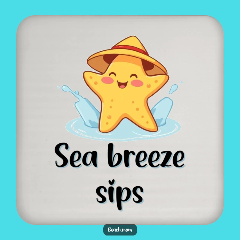 Funny Starfish Sunhat Splashing Coasters - Protect Surfaces with Ocean Humor