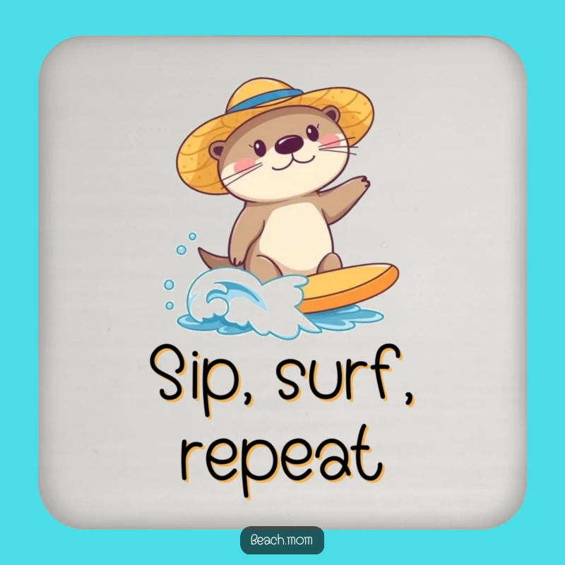 Funny Surfing Sea Otter Coaster: Sun Hat Waves - Protect Surfaces Funny Gift
