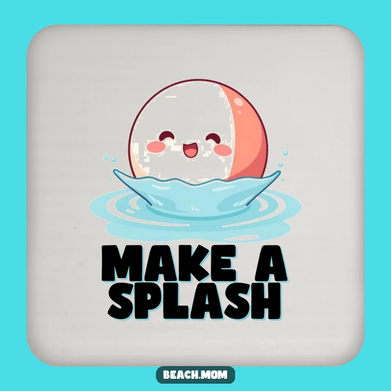 Funny Kawaii Beach Ball Drink Coaster: Joyful Water Character Funny Gift