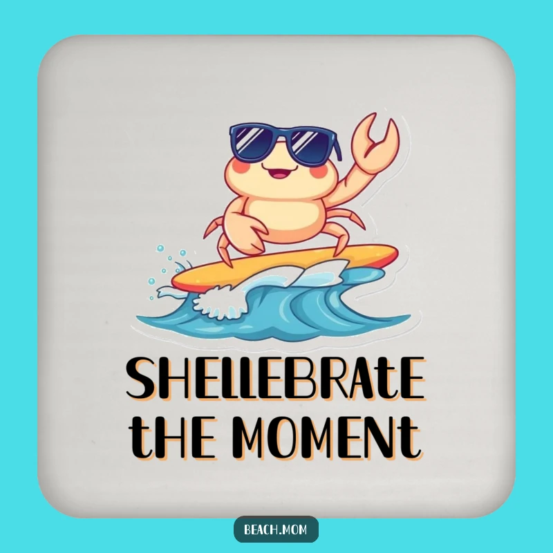 Funny Surfing Crab Coasters: Cool Sunglasses Art, Perfect Beach Gift Set