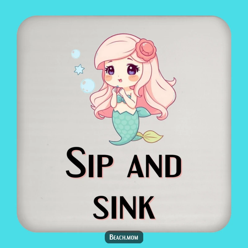 Funny Happy Mermaid Bubbles Coaster - Whimsical Sea Drink Protector!