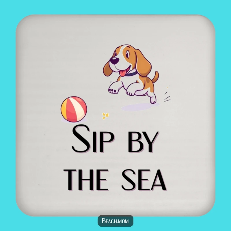 Beach Vibes Funny Basset Hound Coaster - Humorous Drink Accessory