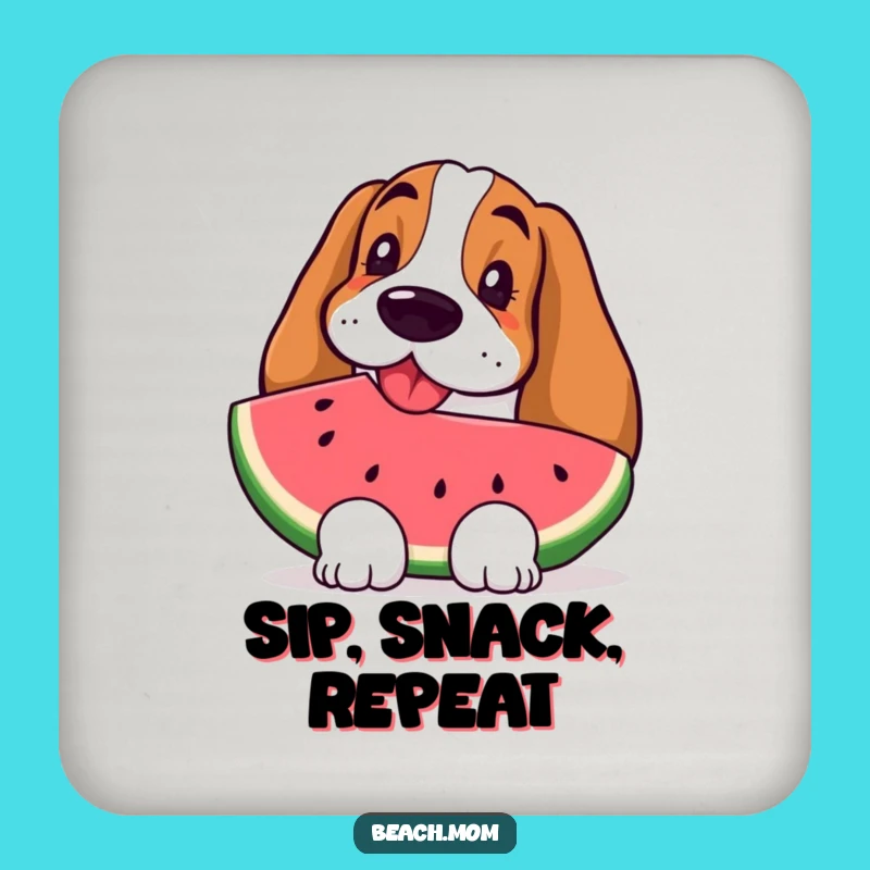 Funny Basset Hound Watermelon Coaster - Refreshing Summer Drink Gift