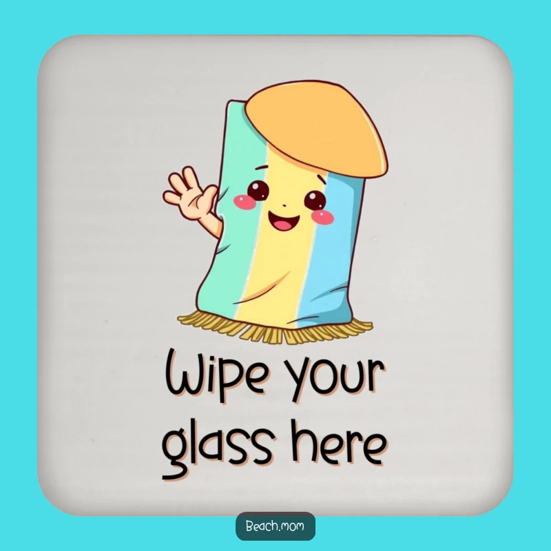 Funny Beach Towel Smile Drink Coaster: Happy Protection for Surfaces