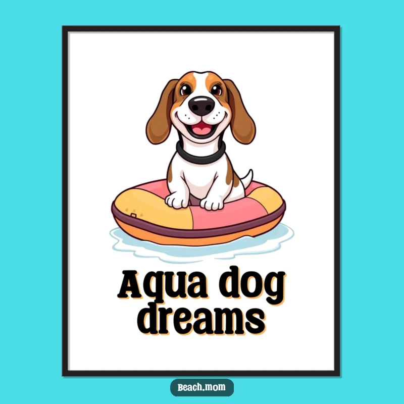 Funny Basset Hound Raft Poster: Hilarious Dog Wall Art for Fun Homes