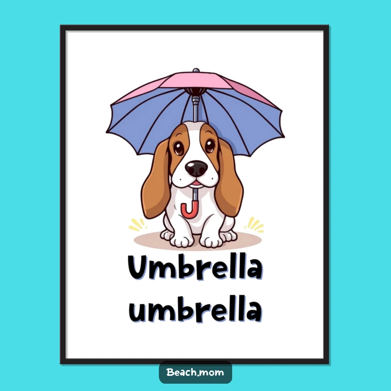 Funny Basset Hound Sun Art Poster: Charming Dog Wall Decor for Homes