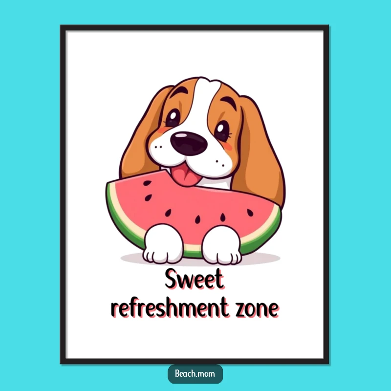 Funny Basset Hound Watermelon Poster - Refreshing Summer Wall Art Gift