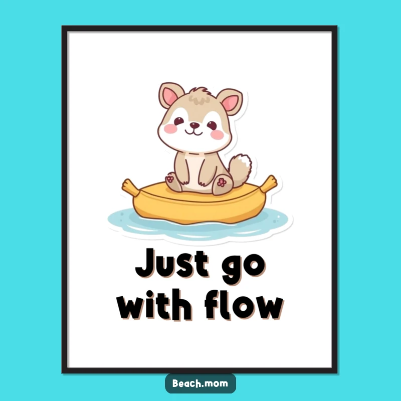 Funny Bobbing Animal Raft Poster - Whimsical Funny Gift for Wall Art