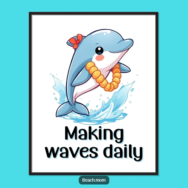 Funny Dolphin Lei Poster: Hilarious Ocean Art for Your Wall Decor