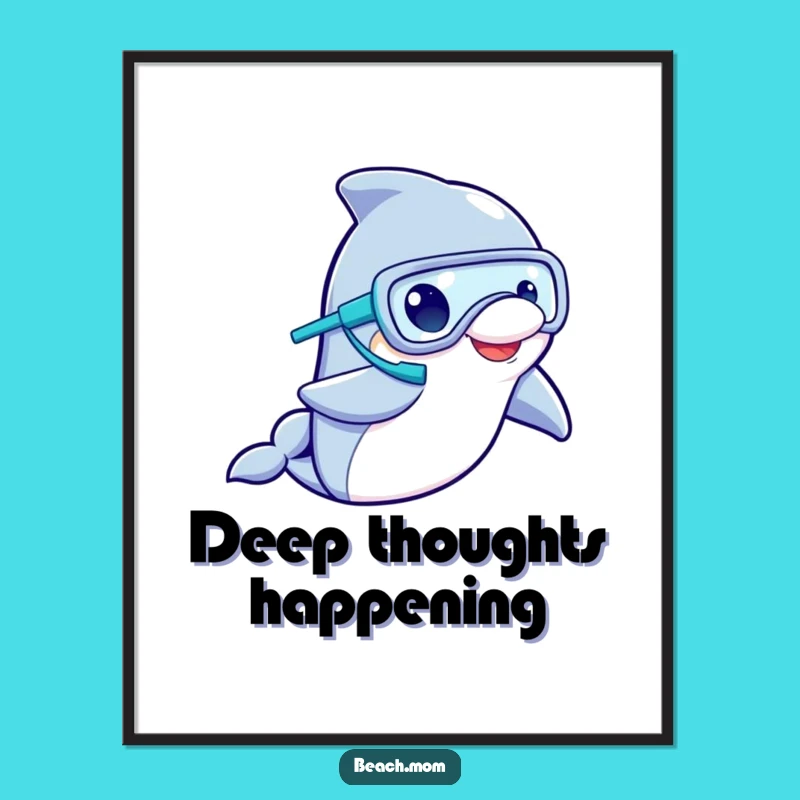 Funny Dolphin Snorkeler Poster: Hilarious Underwater Wall Art, Quirky Funny Gift