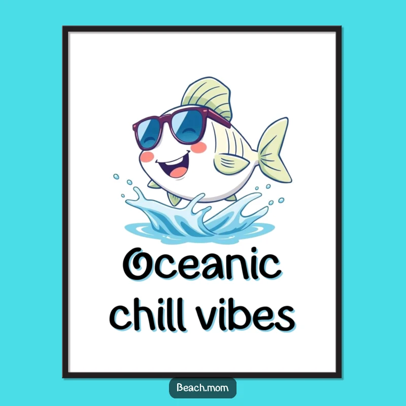 Funny Fish Cool Wave Poster: Sunny Wall Art for Beach Enthusiasts