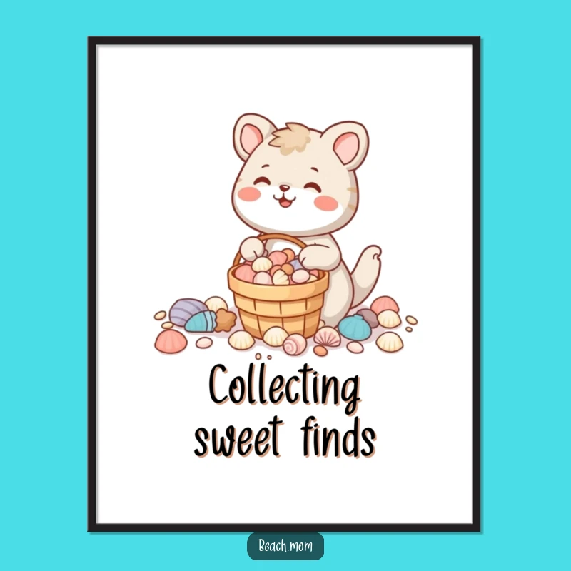Funny Seashell Collector Animal Poster - Coastal Funny Gift for Wall Art