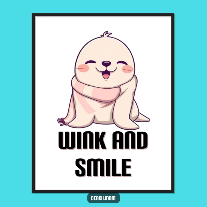 Funny Winking Seal Poster: Bring Hilarious Beach Vibes to Your Walls