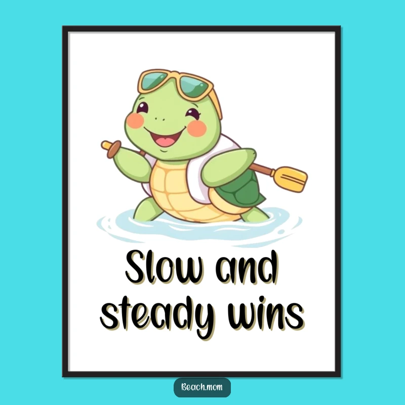 Funny Turtle Floatie Poster: Joyful Wall Art for Enthusiastic Decor