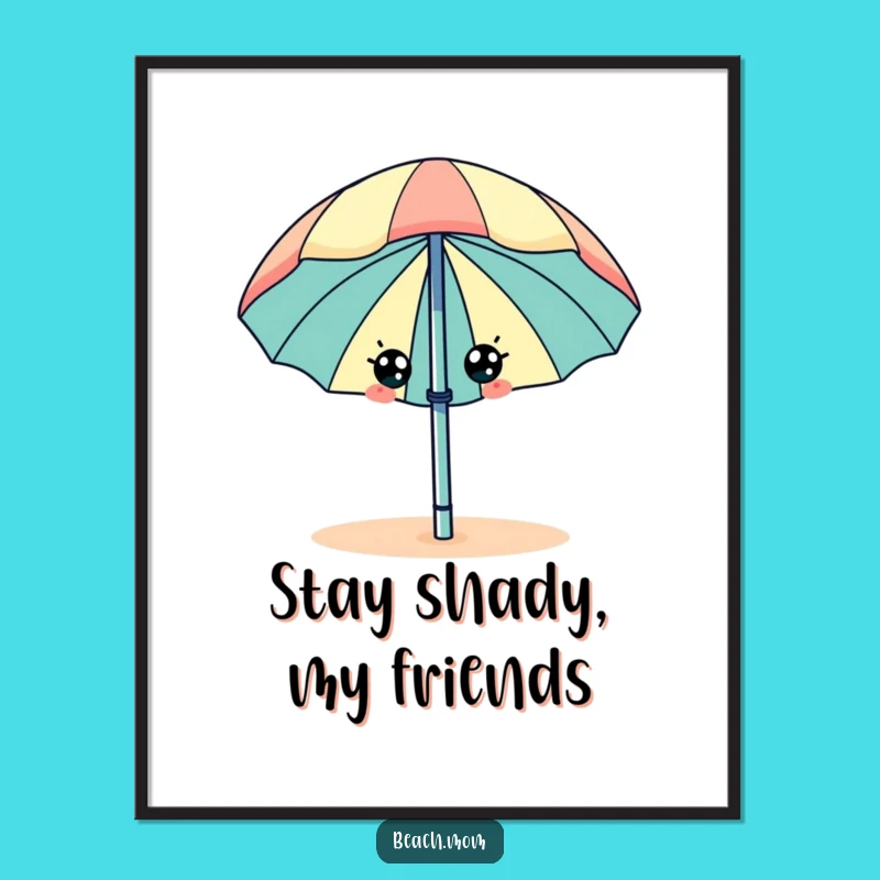 Funny Beach Umbrella Wiggle Poster - Happy Eyes Summer Wall Art Gift