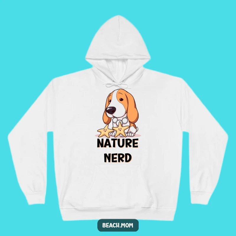 Funny Basset Hound Beach Hoodie - Curious Seashell Dog Sweatshirt