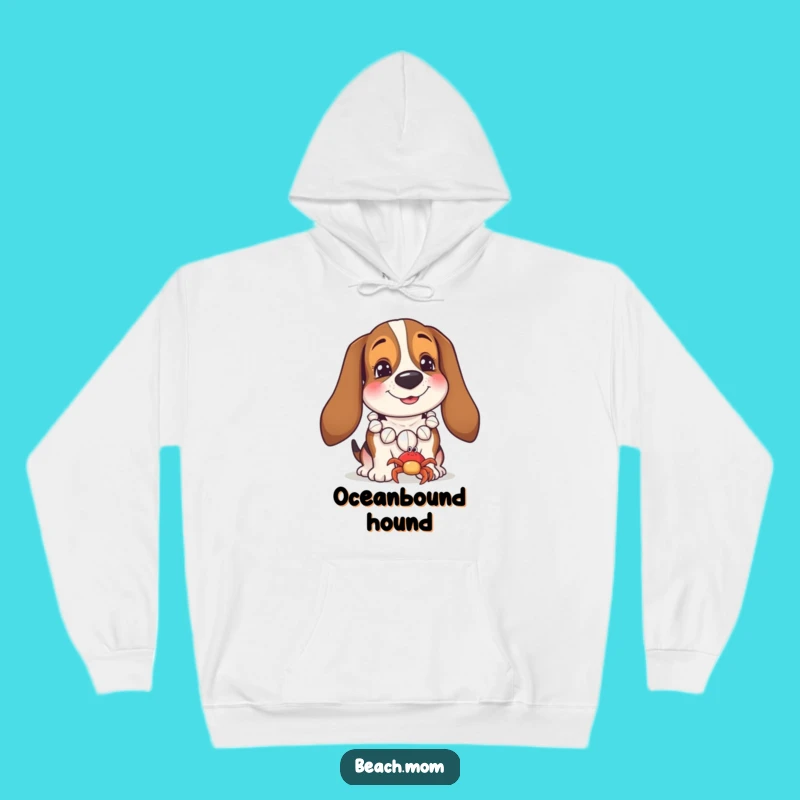 Funny Basset Hound Seashell Hoodie: Cozy Coastal Dog Gift for Chilly Days